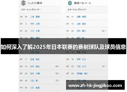 如何深入了解2025年日本联赛的赛制球队及球员信息